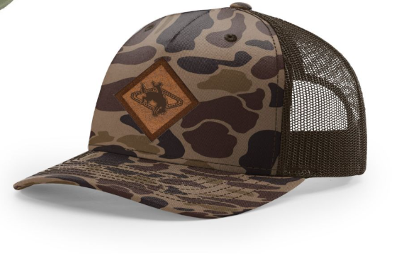Camo Hat with Leather Patch